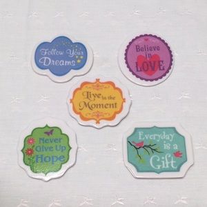 Five Piece Set of Magnets Uplifting Words